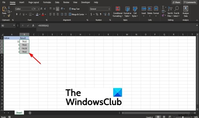 Microsoft Excel में ISODD फ़ंक्शन का उपयोग कैसे करें 