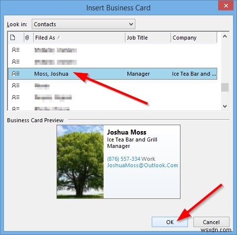 अन्य आउटलुक उपयोगकर्ताओं को बिजनेस कार्ड कैसे भेजें 
