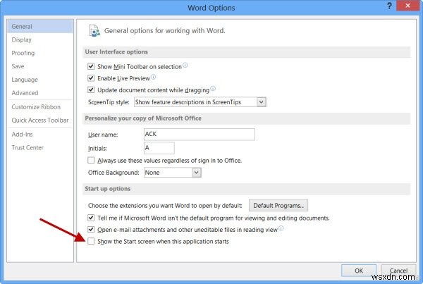 Microsoft Office Word, Excel, PowerPoint प्रोग्राम में स्प्लैश स्क्रीन अक्षम करें 