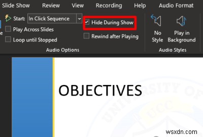 Microsoft PowerPoint प्रस्तुति में ऑडियो आइकन कैसे छिपाएँ? 