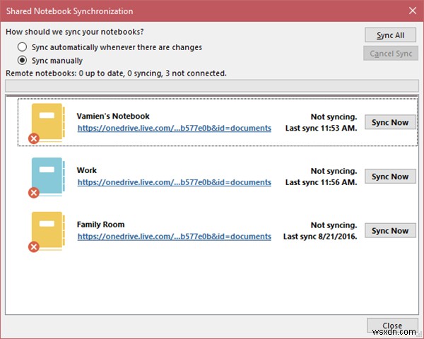 OneNote से OneDrive में फ़ाइलों के समन्वयन को सक्षम या अक्षम कैसे करें 