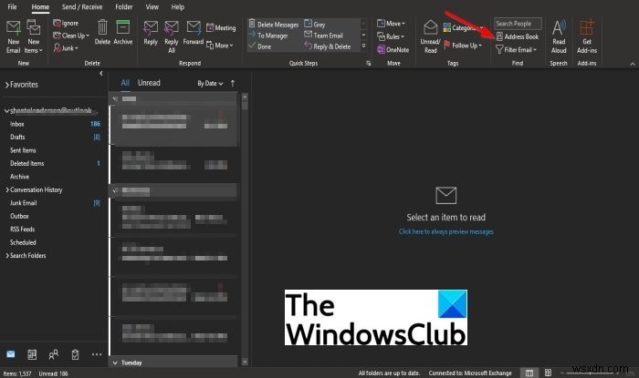 आउटलुक में एड्रेस बुक कैसे खोजें 