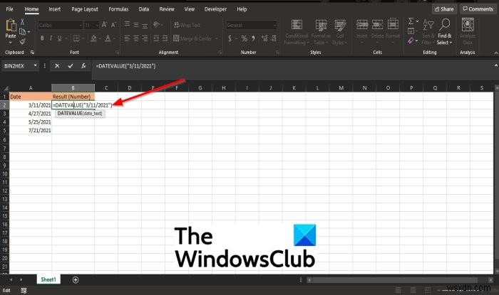 Microsoft Excel में DATEVALUE फ़ंक्शन का उपयोग कैसे करें 