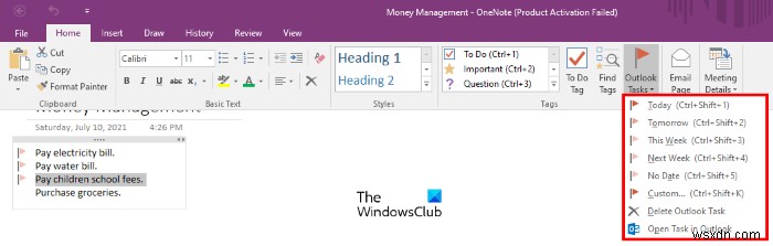 OneNote में आउटलुक टास्क कैसे बनाएं