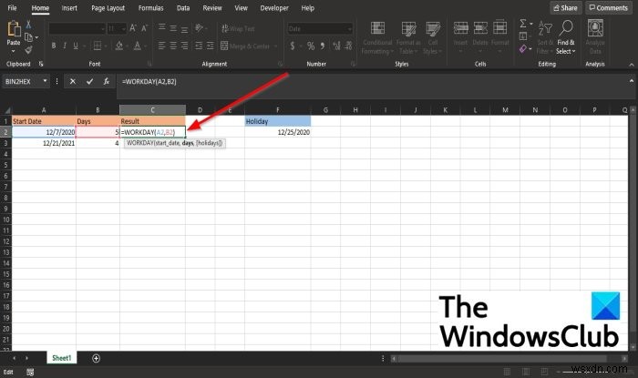 Microsoft Excel में WORKDAY फ़ंक्शन का उपयोग कैसे करें 