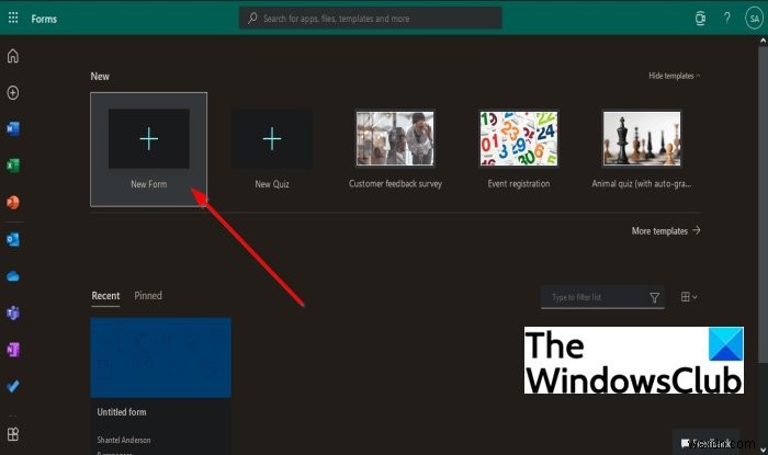 माइक्रोसॉफ्ट फॉर्म में नए फॉर्म कैसे जोड़ें 