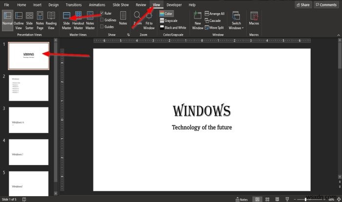 PowerPoint में स्लाइड मास्टर का उपयोग कैसे करें