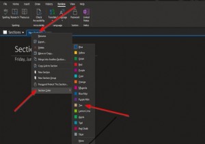 OneNote में अनुभागों में रंग कैसे जोड़ें 