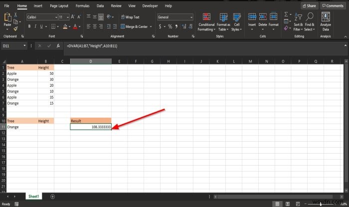 Microsoft Excel में DVAR फ़ंक्शन का उपयोग कैसे करें 