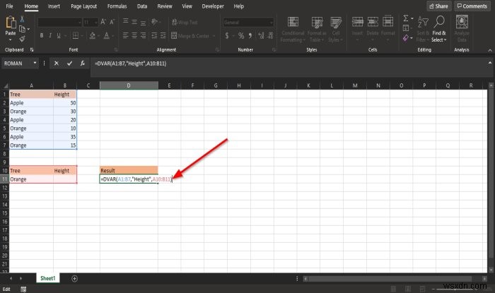 Microsoft Excel में DVAR फ़ंक्शन का उपयोग कैसे करें 
