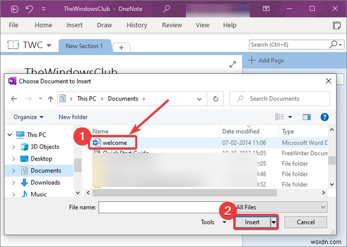 एक Word दस्तावेज़ को OneNote नोट्स में कैसे सम्मिलित करें