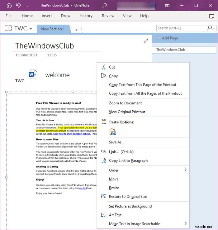 एक Word दस्तावेज़ को OneNote नोट्स में कैसे सम्मिलित करें