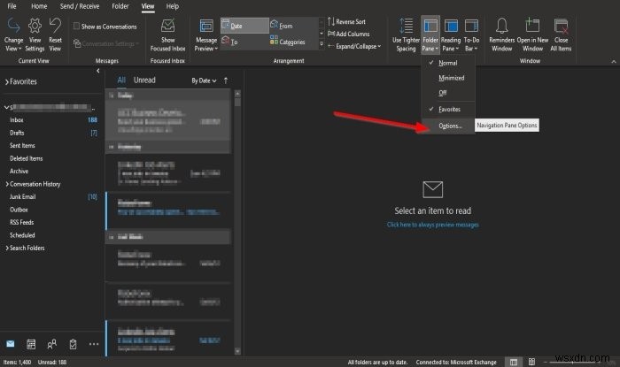 आउटलुक में नेविगेशन फलक को कैसे अनुकूलित करें 