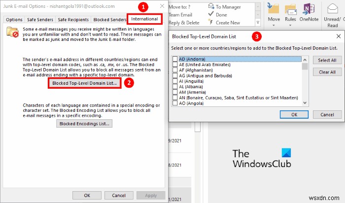 आउटलुक में देश-विशिष्ट ईमेल को कैसे ब्लॉक करें 