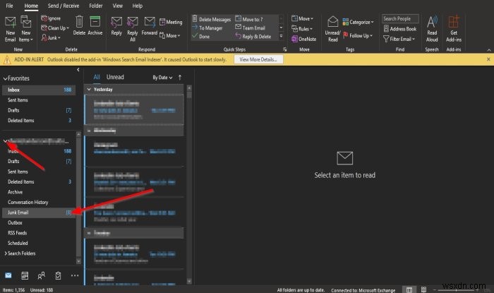 आउटलुक में जंक ईमेल फोल्डर को कैसे खाली करें 