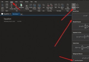 OneNote में किसी पृष्ठ में समीकरण और चिह्न कैसे सम्मिलित करें