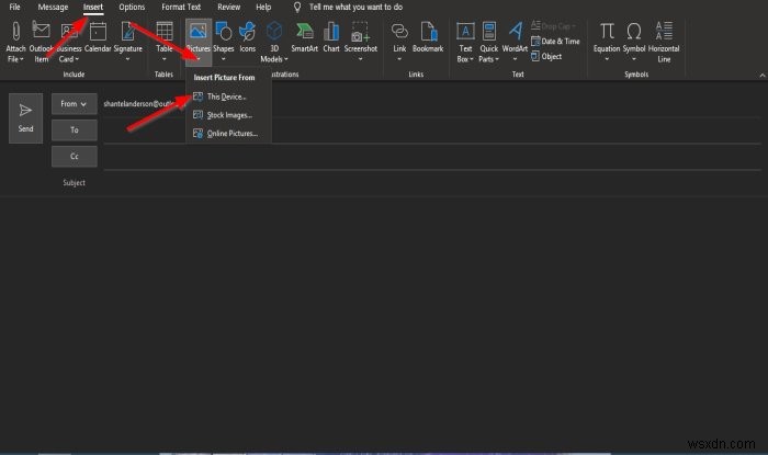 आउटलुक ईमेल बॉडी में पिक्चर और शेप्स कैसे डालें 