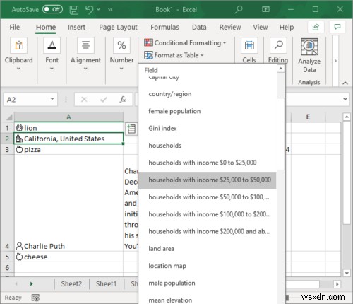 Microsoft Excel में स्वचालित डेटा प्रकार सुविधा का उपयोग कैसे करें 