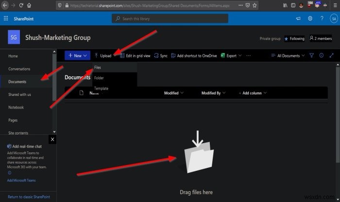 अपनी SharePoint साइट पर दस्तावेज़ कैसे अपलोड करें 