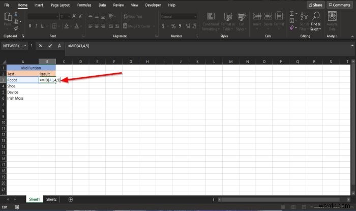 Microsoft Excel में MID और MIDB फ़ंक्शन का उपयोग कैसे करें 