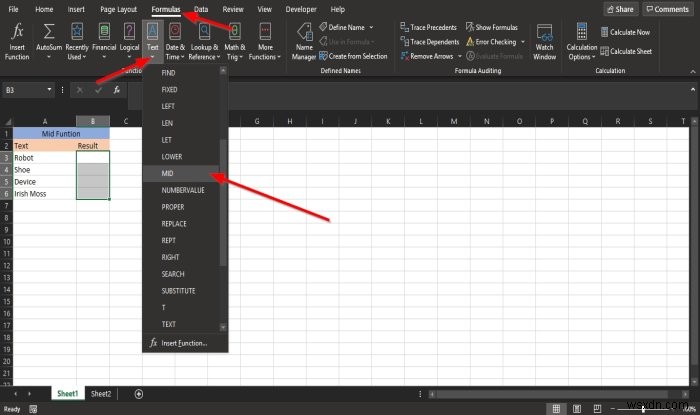 Microsoft Excel में MID और MIDB फ़ंक्शन का उपयोग कैसे करें 