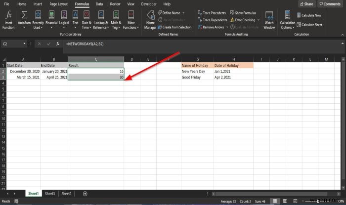 Excel में NETWORKDAYS फ़ंक्शन का उपयोग कैसे करें 