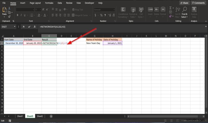 Excel में NETWORKDAYS फ़ंक्शन का उपयोग कैसे करें 