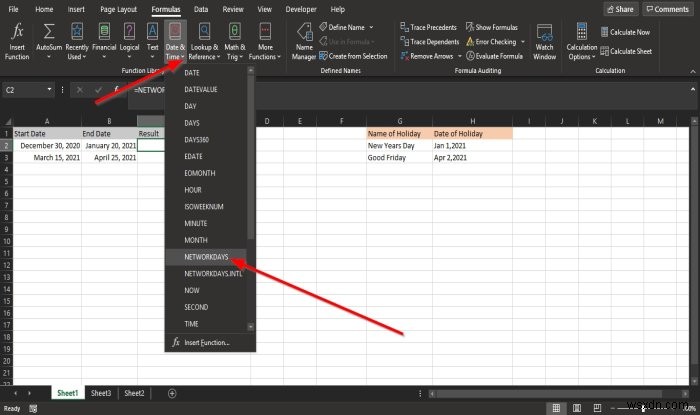 Excel में NETWORKDAYS फ़ंक्शन का उपयोग कैसे करें 