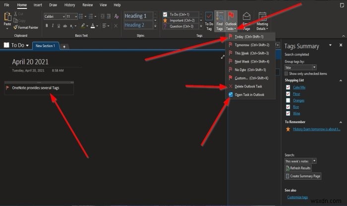 नोट्स को प्राथमिकता और श्रेणीबद्ध करने के लिए OneNote में टैग का उपयोग कैसे करें