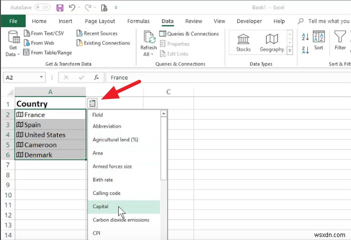 Microsoft Excel में भूगोल डेटा सुविधा का उपयोग कैसे करें 