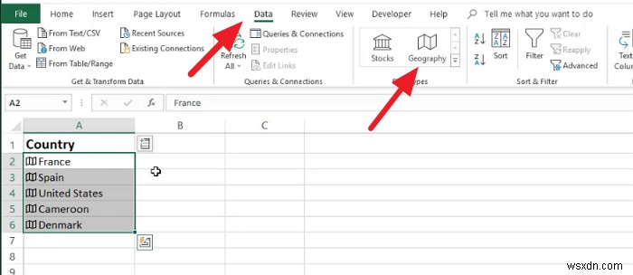 Microsoft Excel में भूगोल डेटा सुविधा का उपयोग कैसे करें 