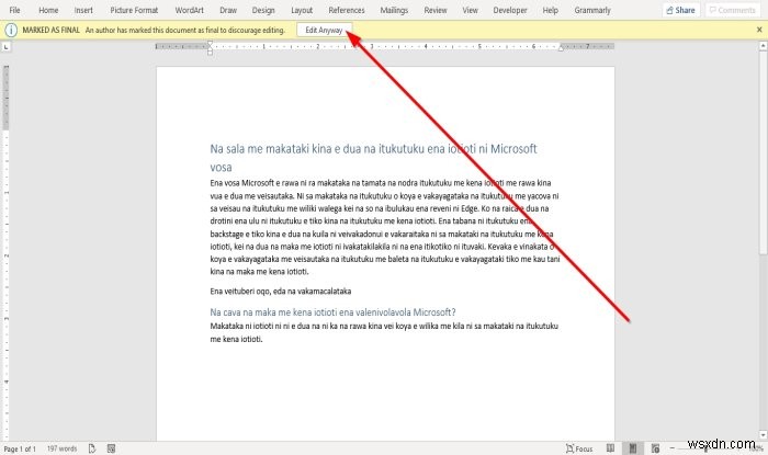 Microsoft Word में किसी दस्तावेज़ को अंतिम के रूप में कैसे चिह्नित करें 