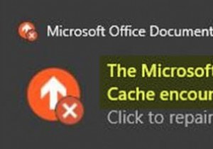Microsoft Office दस्तावेज़ कैश में कोई समस्या आई 
