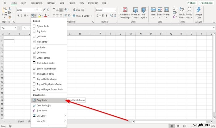 Microsoft Excel में सेल में बॉर्डर कैसे जोड़ें या निकालें