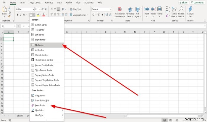 Microsoft Excel में सेल में बॉर्डर कैसे जोड़ें या निकालें