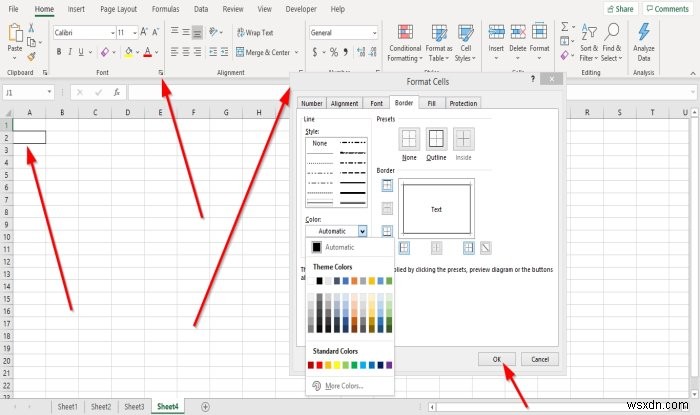 Microsoft Excel में सेल में बॉर्डर कैसे जोड़ें या निकालें