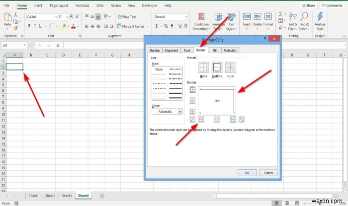 Microsoft Excel में सेल में बॉर्डर कैसे जोड़ें या निकालें