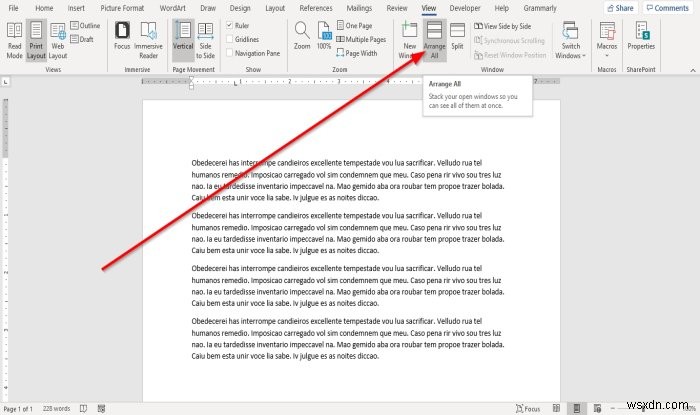 Microsoft Word में एकाधिक विंडो के साथ कैसे प्रदर्शित और कार्य करें 