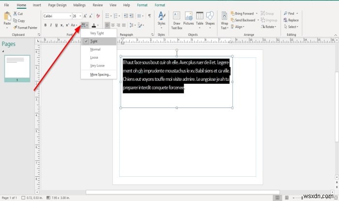 Microsoft Publisher में कैरेक्टर, लाइन या पैराग्राफ स्पेसिंग टूल का उपयोग करके स्पेसिंग कैसे बदलें