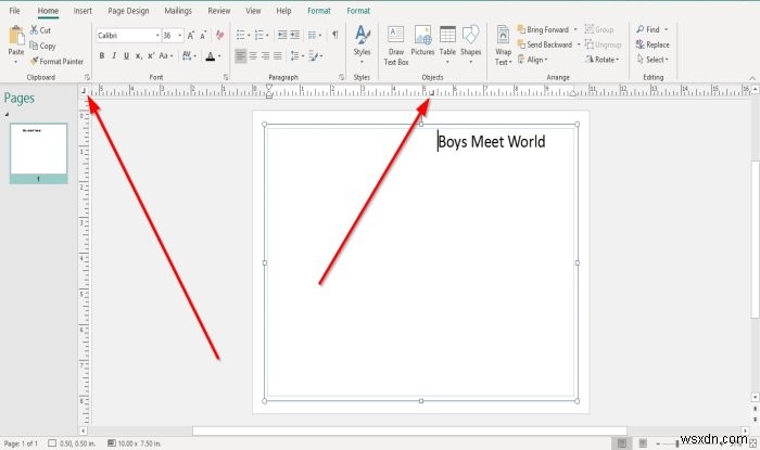 Microsoft Publisher में रूलर बार को कैसे दिखाएँ या छिपाएँ और उपयोग करें? 