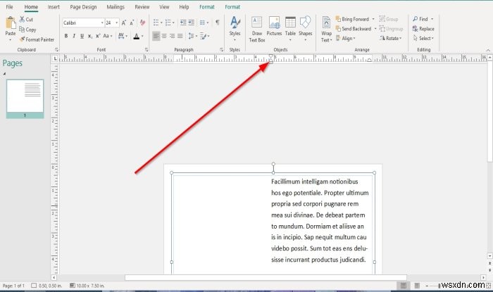 Microsoft Publisher में रूलर बार को कैसे दिखाएँ या छिपाएँ और उपयोग करें? 