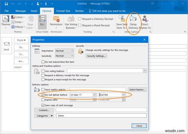 Microsoft Outlook में ईमेल भेजने में देरी या शेड्यूल कैसे करें