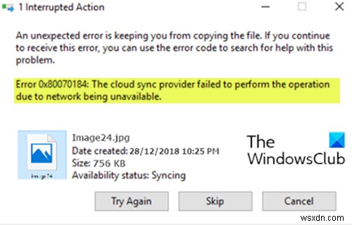 OneDrive त्रुटि 0x80070184:क्लाउड सिंक प्रदाता कार्रवाई करने में विफल रहा 