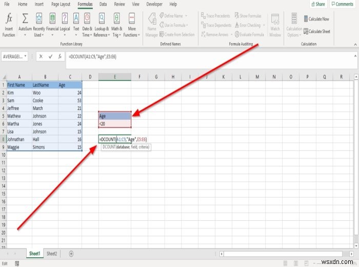 Microsoft Excel में DCOUNT और DCOUNTA फ़ंक्शन का उपयोग कैसे करें 