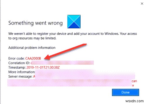 Microsoft टीम त्रुटि CAA2000B, हम आपके डिवाइस को पंजीकृत करने में सक्षम नहीं थे 