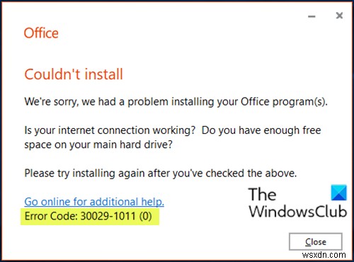 Windows 10 पर Microsoft Office त्रुटि कोड 30029-4, 30029-1011, 30094-1011, 30183-39, 30088-4 ठीक करें 