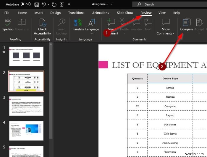 Microsoft PowerPoint में प्रस्तुतियों की तुलना और विलय कैसे करें 