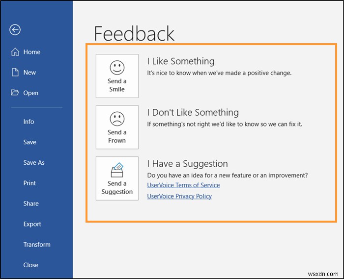 Microsoft को Office प्रोग्रामों के लिए फ़ीडबैक कैसे दें 