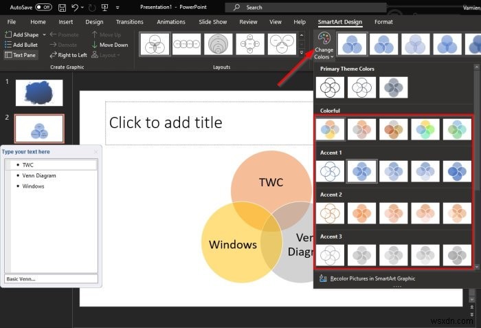 Microsoft PowerPoint में वेन आरेख कैसे बनाएं 