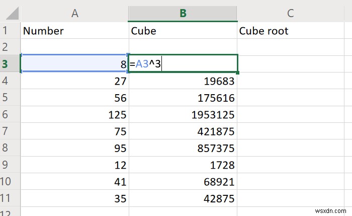 एक्सेल का उपयोग करके किसी संख्या का घन और घनमूल कैसे खोजें 